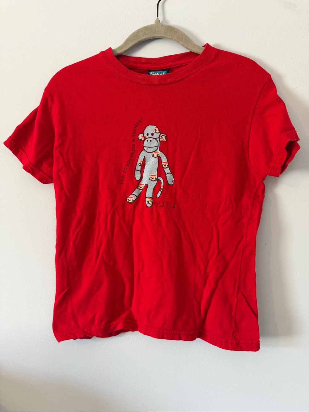 Paul Frank Red Graphic Tee with Sock Monkey Design